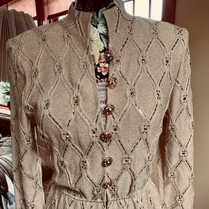 St John Evening gorgeous sequin metallic gold top